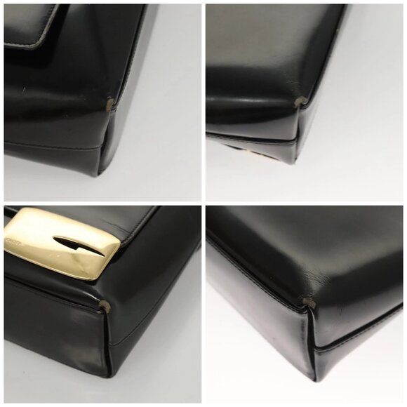 GUCCI Shoulder Bag Enamel Black Gold - Picture 16 of 16